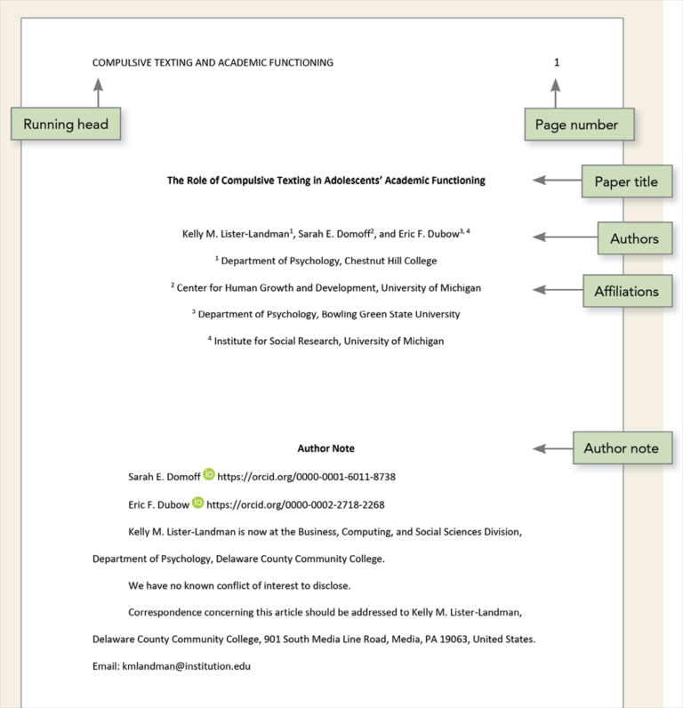 APA Style Title Page, APA 7th Title Page, APA Title Page Format ...