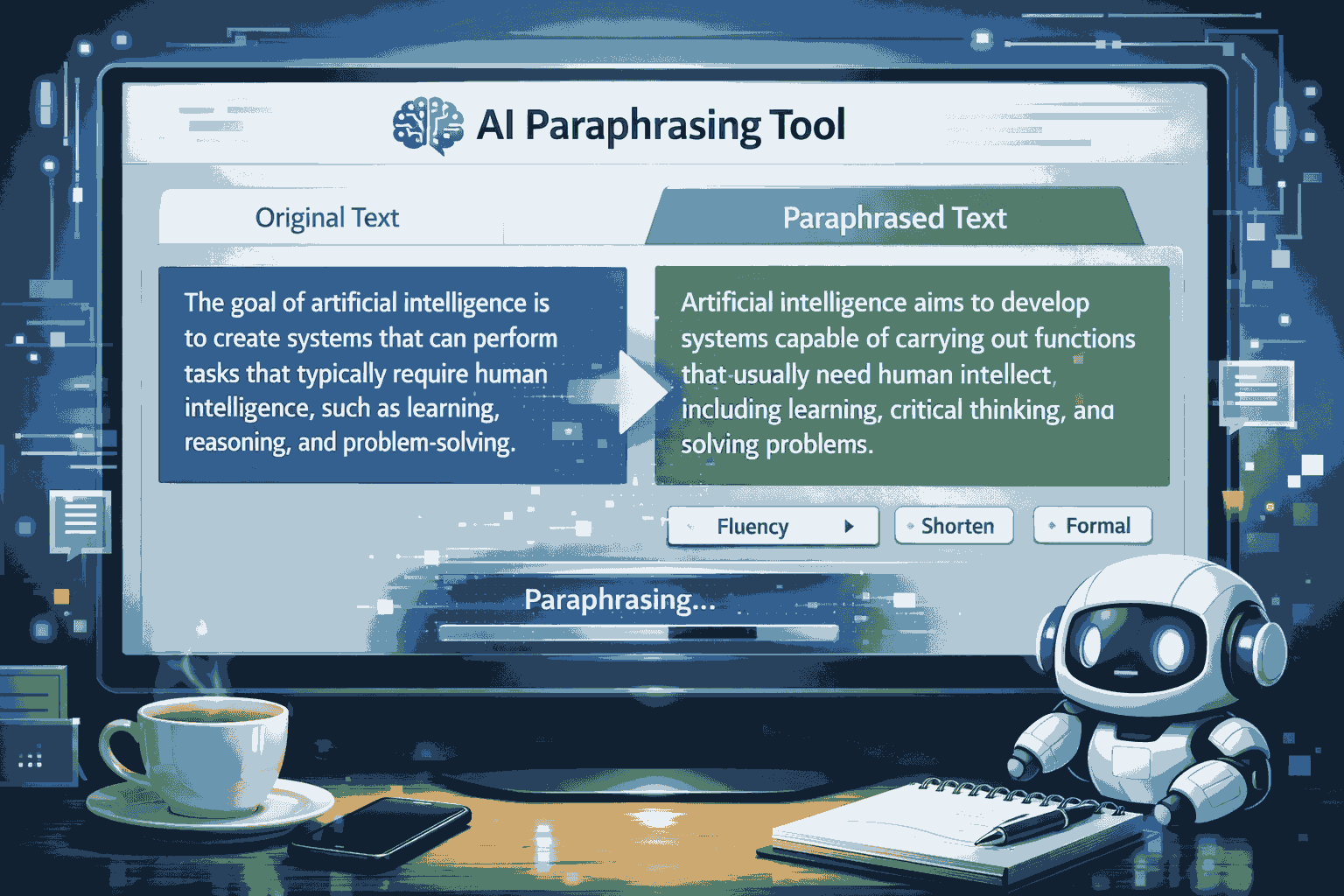 AI paraphrasing tool for researchers