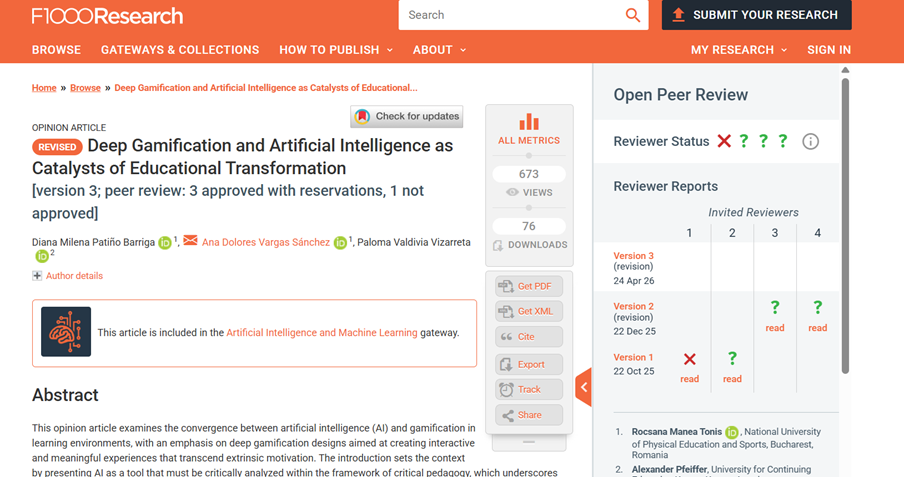Example of an article from f1000Research that has received post publication peer review