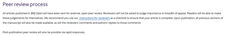 Example of open peer review from the journal BMJ open