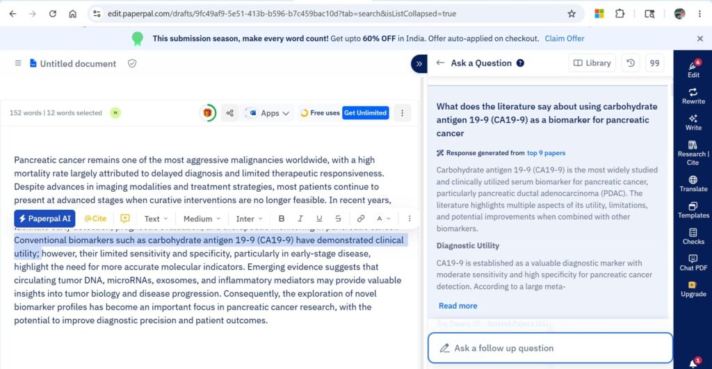 Using Paperpal's AI research assistant